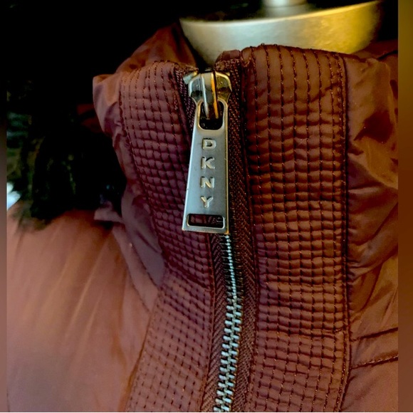 DKNY Plum Down Puffer Faux Fur Jacket Coat - Picture 10 of 13